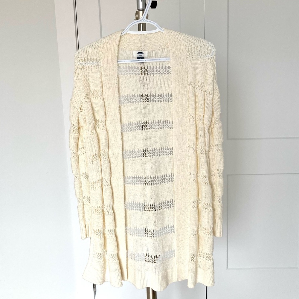 Long Open-Front Cardigan - Off-White - XS